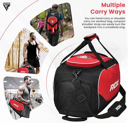 RDX 50L Gym Bag with Ventilated Shoes Compartment, All In One Backpack Duffle Holdall, Fitness Sports MMA Boxing Yoga Swim Gear Sportswear Bag, Weekend Overnight Travel Hiking Rucksack for Men Women