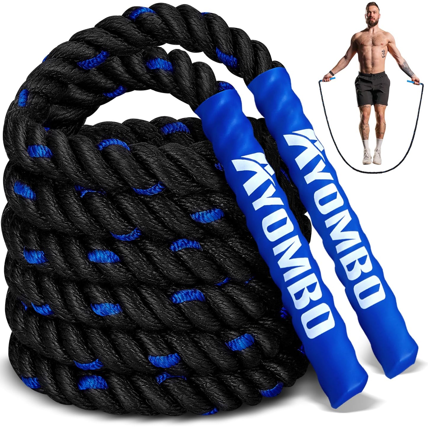 Ayombo Jump Rope, Weighted Jump Rope for Fitness, 1 lb Heavy Jump Ropes for Men Women, Battle