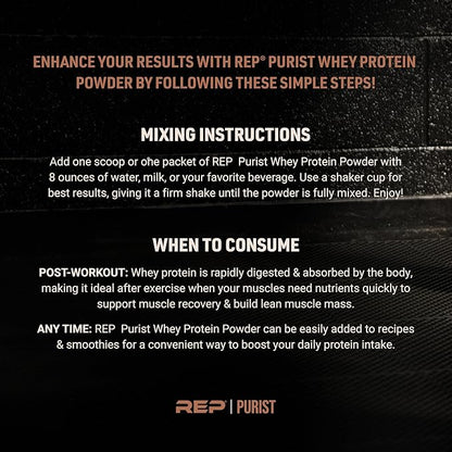 REP Purist Whey Protein Powder, Premium Chocolate Grassfed Isolate, Post-Workout Recovery, Keto Friendly, Clean Nutrition Meal Replacement, Promotes Lean Muscle, Sugar and Gluten-Free Women Men, 2 Lb