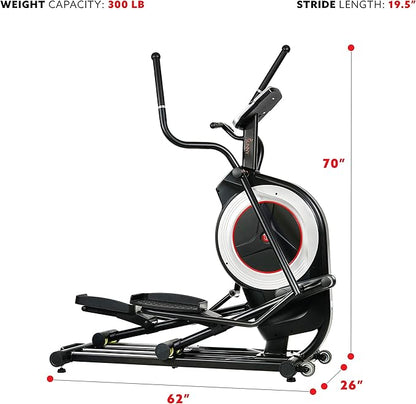 Sunny Health & Fitness Elliptical Trainer Machine w/Built-in Pulse Sensor, Low Impact Cardio Exerciser & Full-Body Cross Training for Home, Optional Free SunnyFit App Link & Electric w/300LB Load