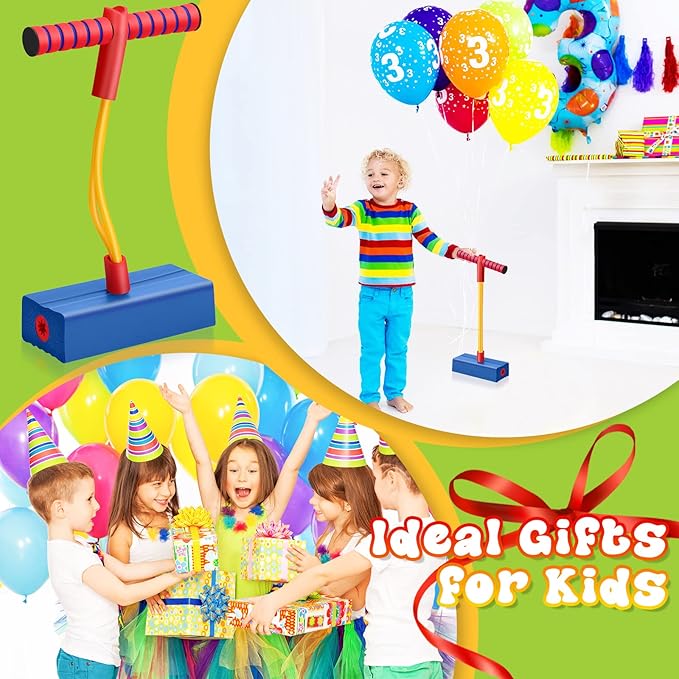 3 Pcs Pogo Stick Foam Jumper Toy Foam Pogo Fun and Safe Jumping Stick for Teens Adults Outdoor Indoor Toys Gift, Makes Squeaky Sounds and Squeaks with Each Hop