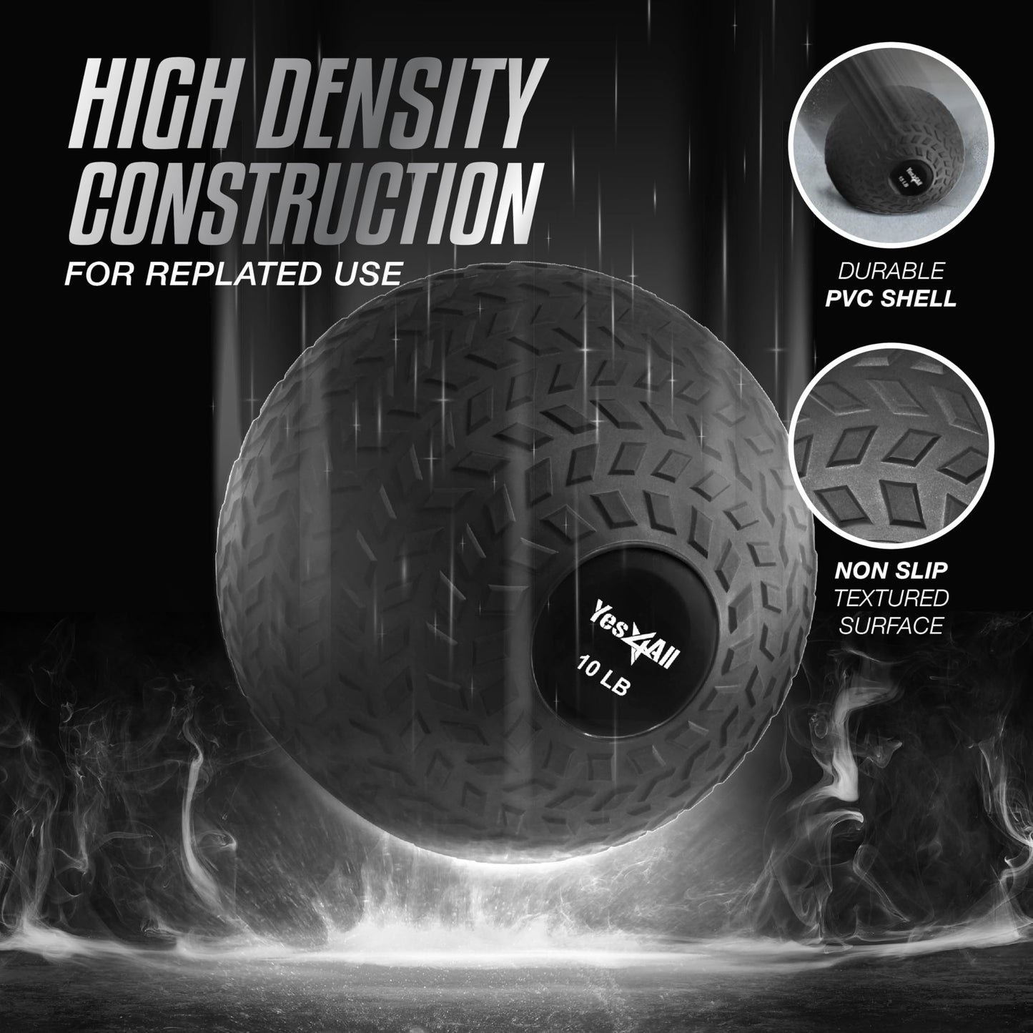 Yes4All Slam Balls, 10-40lb Medicine Ball Weight, Durable PVC Sand Filled Workout Dynamic Medicine