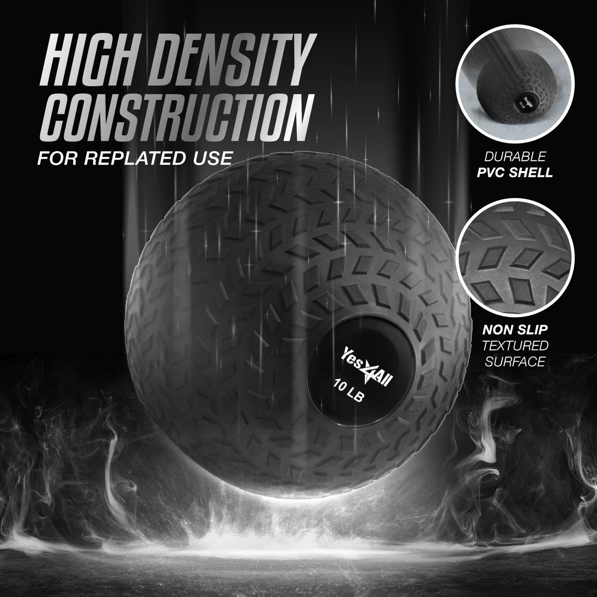 Yes4All Slam Balls, 10-40lb Medicine Ball Weight, Durable PVC Sand Filled Workout Dynamic Medicine