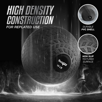 Yes4All Slam Balls, 10-40lb Medicine Ball Weight, Durable PVC Sand Filled Workout Dynamic Medicine