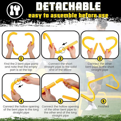 Wettarn 10 Pcs Speed Agility Training Hurdles Detachable Durable Hurdle Agility Plyometric and All Purpose Speed Training Equipment for Athletes Soccer Basketball