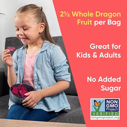Yammy Dried Dragon Fruit Chips for Drinks Refreshers, Healthy 1 Ingredient Superfood Snack, Crunchy Like Freeze Dried Dragonfruit Chunks, Dehydrated Pitaya Pieces, Gluten Free Vegan (1.2oz Pack of 12)