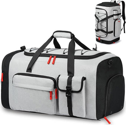 Lyweem Large Duffle Bag Backpack for Travel, 70L Heavy Duty Gym Duffel Bag with Shoes Compartment for Men & Women, Weekender Overnight Sports Backpack for Traveling