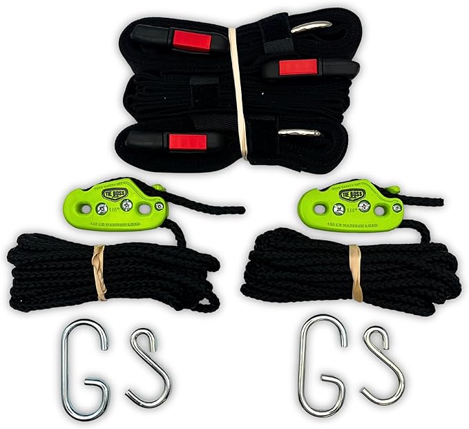 Tie Boss Kayak Hanger, Cargo Ceiling Storage, Overhead Storage, Watercraft Garage Storage, Hoist System. Green