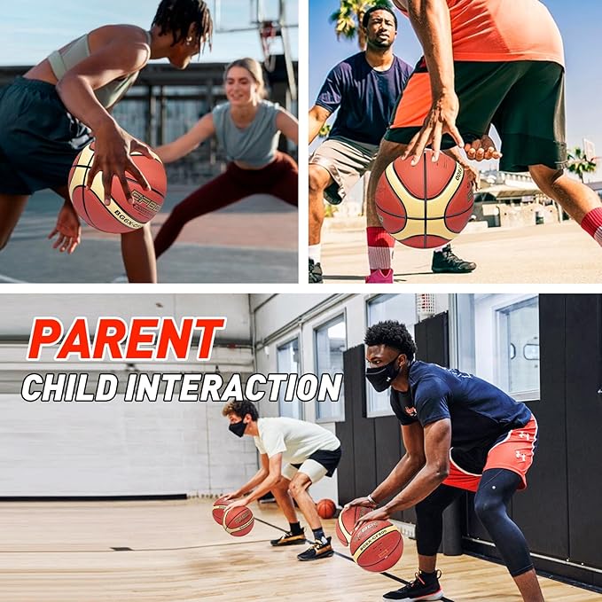 Training Soft Touch Rubber and Faux Leather Fighting Basketball, High Bounce Indoor Outdoor Basketball Gift