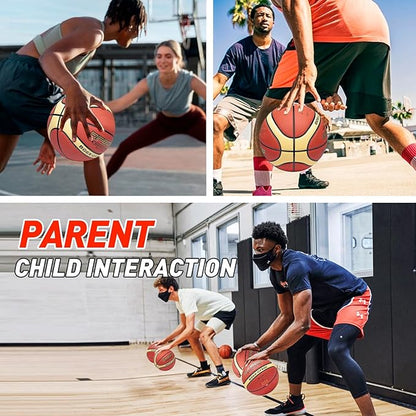 Training Soft Touch Rubber and Faux Leather Fighting Basketball, High Bounce Indoor Outdoor Basketball Gift