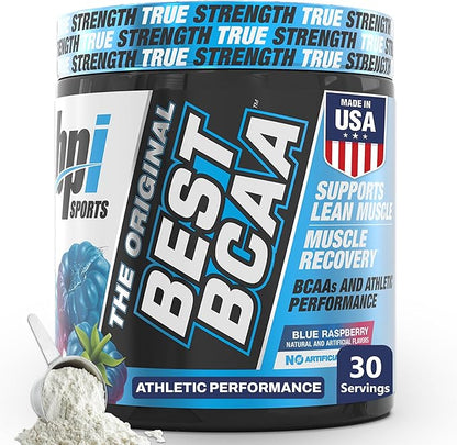 BPI Sports Best BCAA Powder - Muscle Recovery Support - Branched Chain Amino Acids | Building Blocks of Protein and Muscle - Post Workout Recovery ??Hydration - Blue Raspberry, 30 Servings