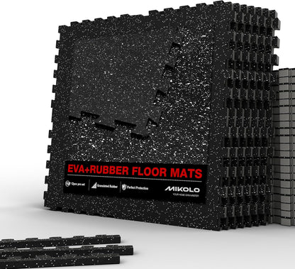 Mikolo 0.56 Inch Thick Gym Flooring for Home Gym, 12 Tiles Exercise Equipment Mats with EVA Foam