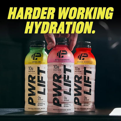 Whey Protein Water Sports Drink by PWR LIFT | Variety Pack | Keto, Vitamin B, Electrolytes, Zero Sugar, 10g of Protein | Post-Workout Energy Beverage | 16.9oz (Pack of 12)