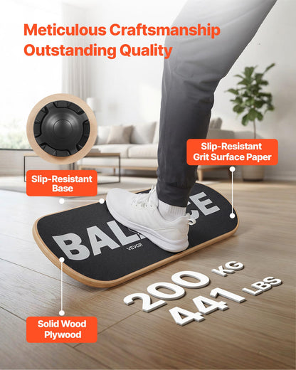 VEVOR Balance Board, Wobble Board Trainer for Adults 3-Level Adjustable Base, Premium Wooden