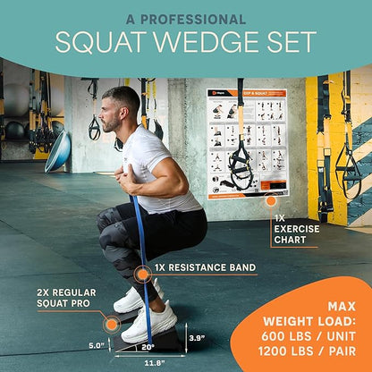 Lifepro 2pcs Metal Squat Wedge Block Non-Slip Squat Wedge with Resistance Band, Slant Board 1200 lbs Calf Stretcher Elevated Squat Tool for Squat and Stretching Exercises (Regular 11.8")