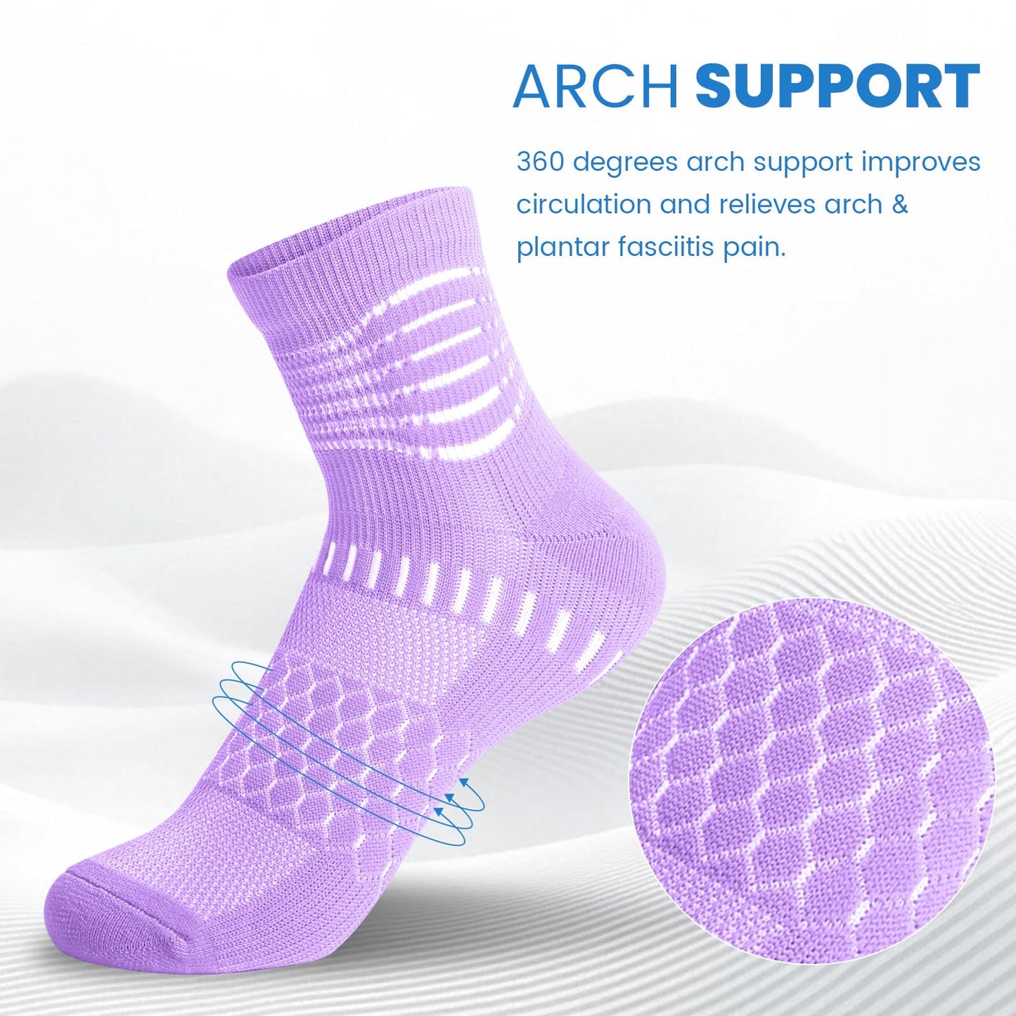 IRAMY Ankle Compression Socks for Women Men Plantar Fasciitis Relief Cushioned Athletic Running