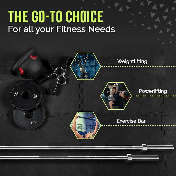 Invictus Men’s Barbell (7FT) (44LBS Bar Weight) (1500LBS Weight Capacity) Weight Training Barbell, Home Gym Fitness Essential, Strength Training Workout Bar, Portable Exercise Equipment