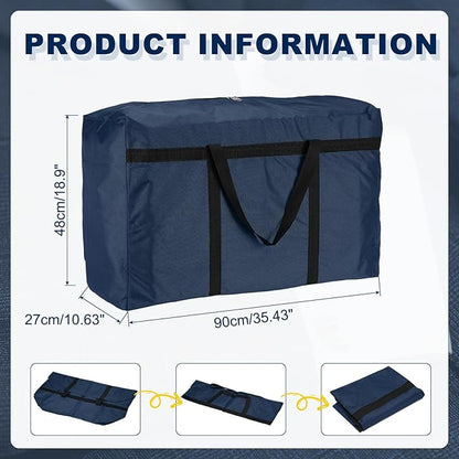 Extra Large Duffle Bag, 35 x 19 x 11 in Travel Big Duffle Bag with Zipper Handle Storage Foldable Waterproof Lightweight Bag for Women Men Travel Moving Camping (Dark Blue)
