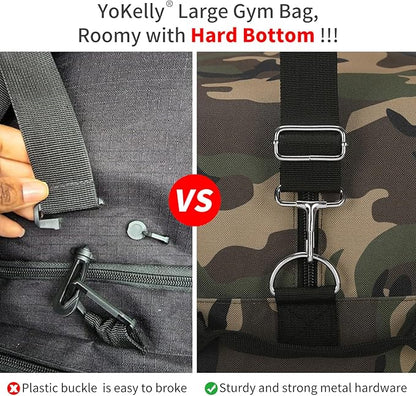 55L Large Duffle Bag for Men Travel - 25 inch Sports Duffel Bag with Hard Bottom - Camo