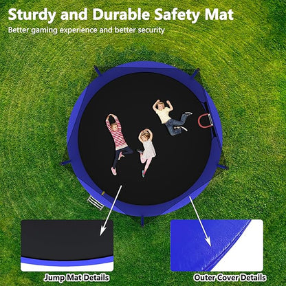 1320 LBS 14FT Outdoor Trampoline, Trampolines with Basketball Hoop & Safety Enclosure Net -ASTM Approved, Backyard Trampoline, Recreational Heavy-Duty Trampoline for Adult