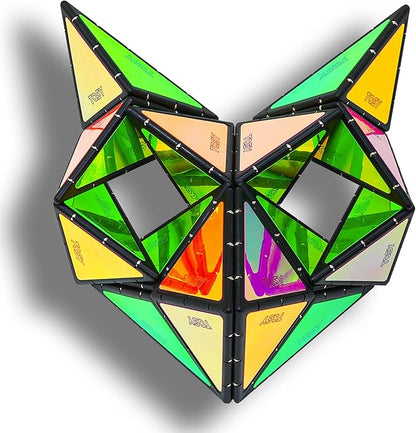 TOSY Magnet Pyramid Glow - 1 Cube Transforms into 1 Billion Shapes, 12 Pieces, 243 Rare Earth Magnets, Glowing, Holographic Design Magnet Tiles Creative Puzzle STEM/STEAM Toy