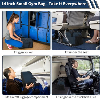 Small Gym Bag with Wet Pocket - 14 inch Mini Duffle Bag for Men & Women Lightweight Carry On Bag for Travel Sport - Navy Blue