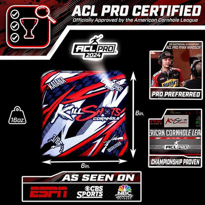 Killshots Cornhole | Katana Series | Limited Edition | ACL Certified Cornhole Bags | Premium Quality | Dual-Speed | Durable & Weather Resistant | Set of 4 Bags