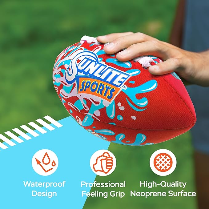 Sunlite Sports Waterproof Football for Lawn Backyard Pool Beach Lake Park Water Toy, Outdoor Play, for Kids Children Teens Adults, Family Fun