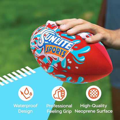 Sunlite Sports Waterproof Football for Lawn Backyard Pool Beach Lake Park Water Toy, Outdoor Play, for Kids Children Teens Adults, Family Fun