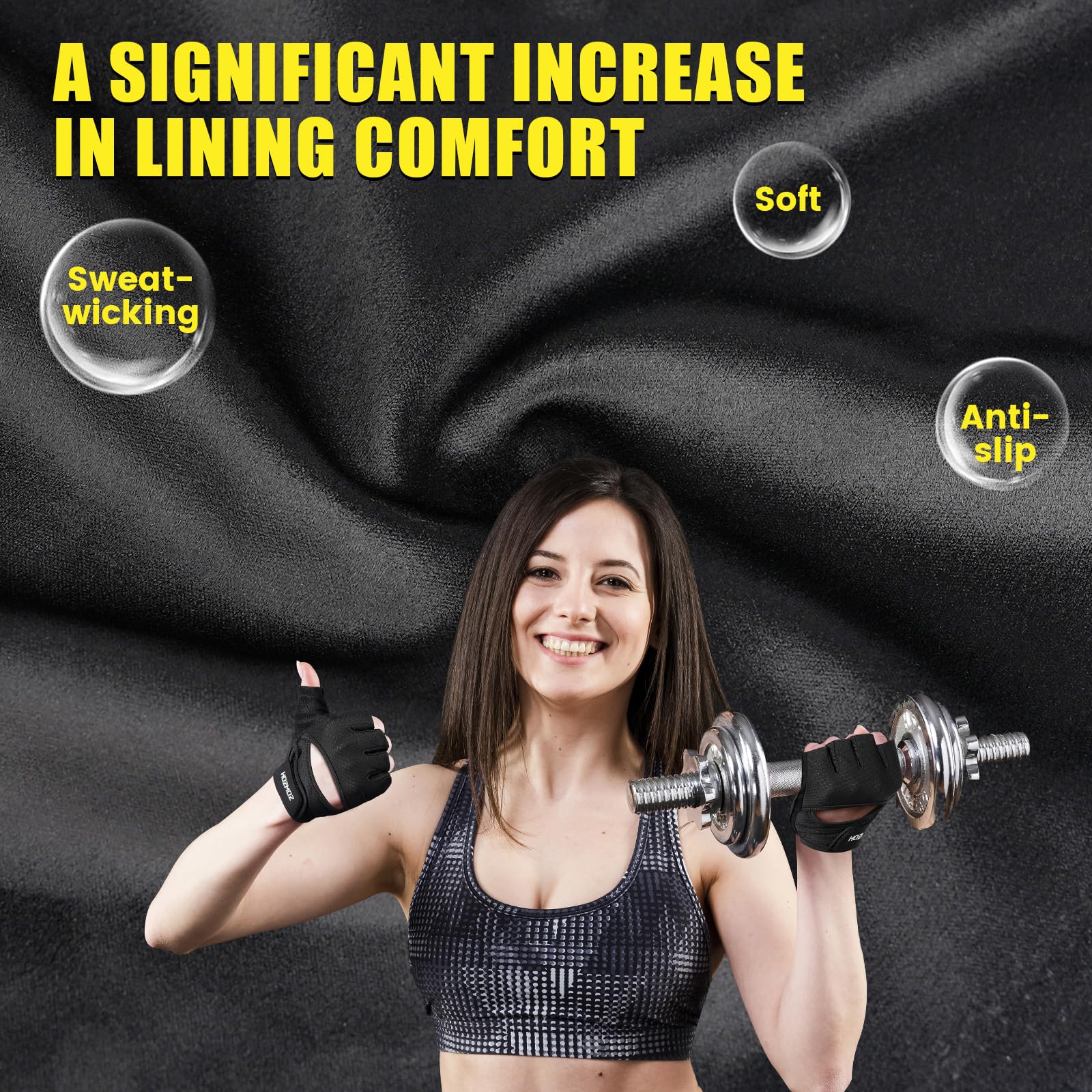 HOZMOZ Ventilated Weight Lifting Gloves, Thick Padded Workout Gym Gloves with Full Palm Protection