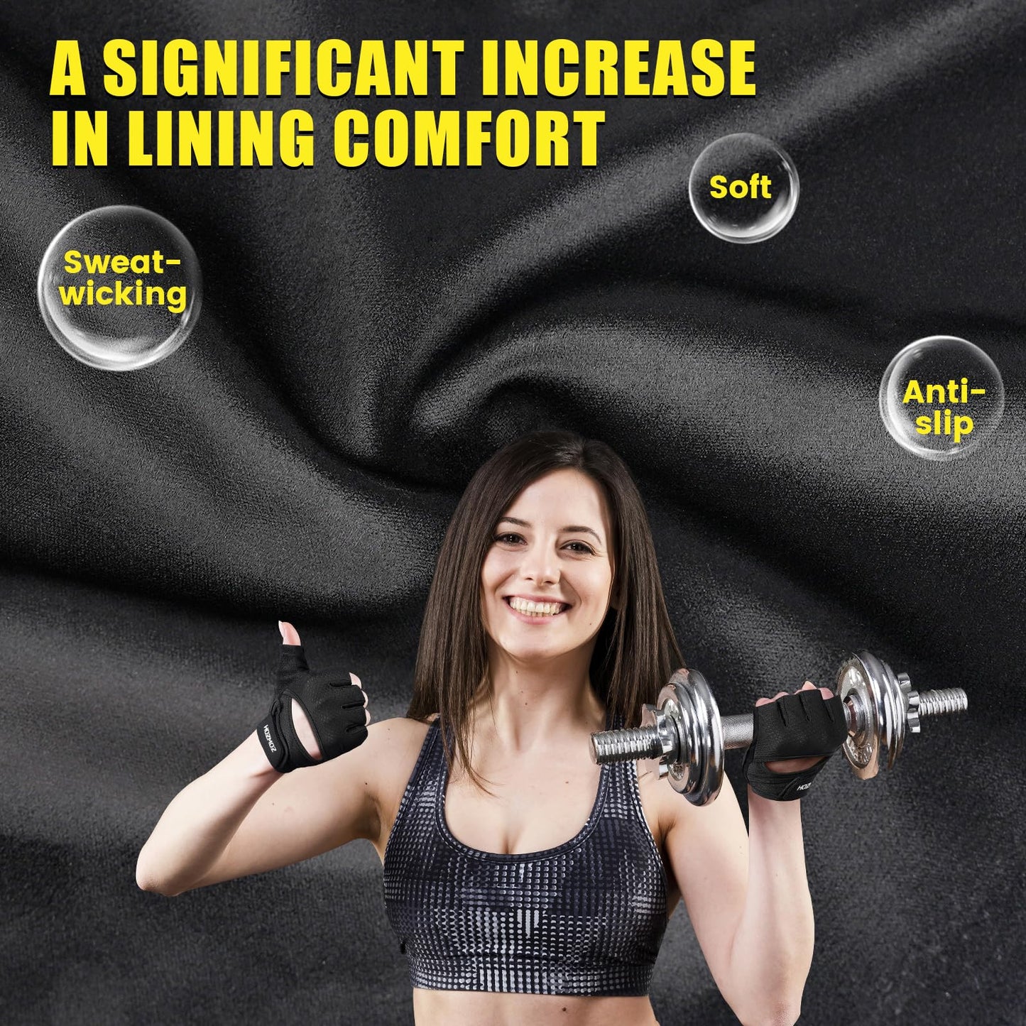 HOZMOZ Ventilated Weight Lifting Gloves, Thick Padded Workout Gym Gloves with Full Palm Protection