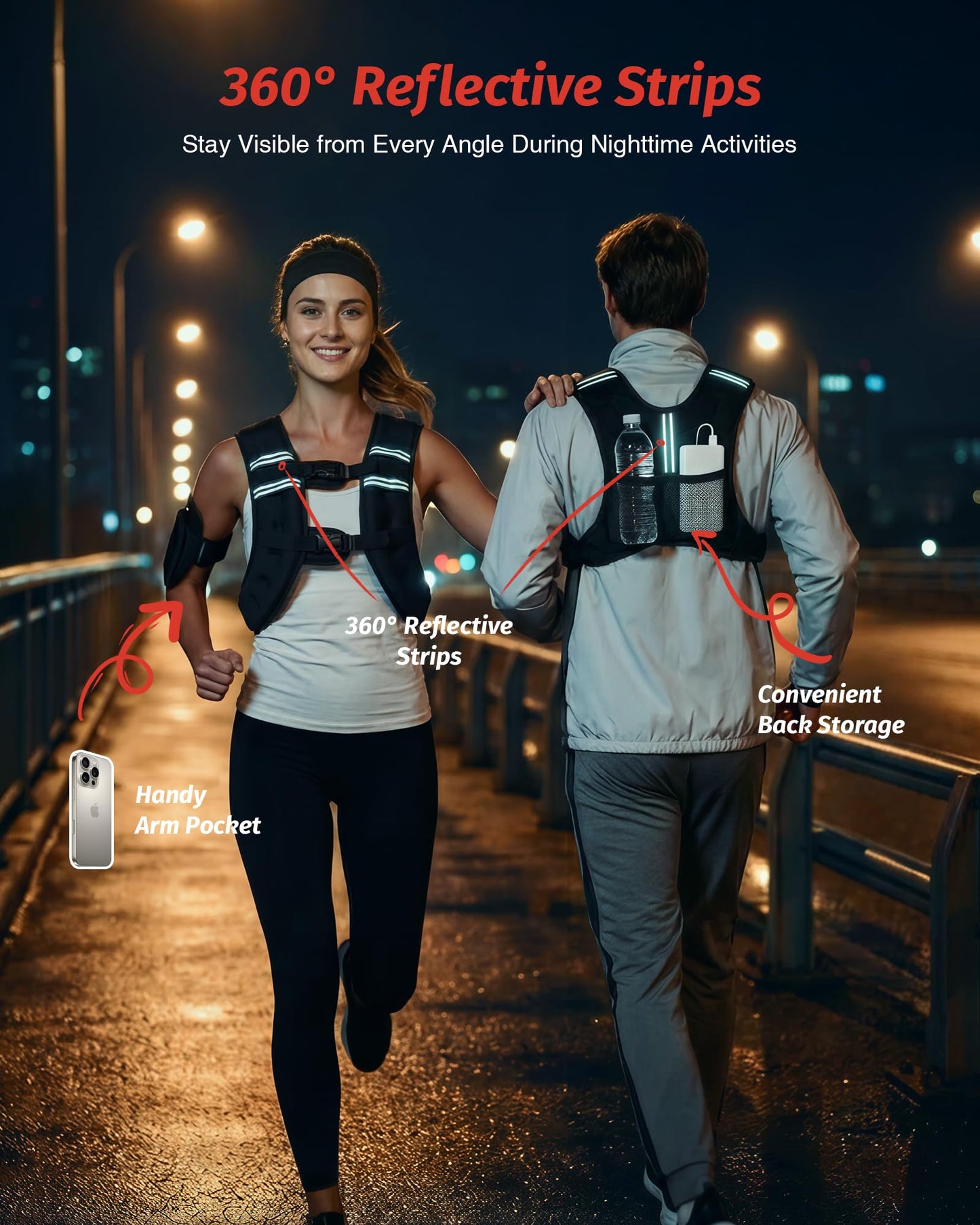 ZELUS Weighted Vest, 6lb/8lb/12lb/16lb/20lb/25lb/30lb Weight Vest with Reflective Stripe for