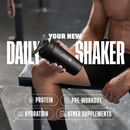 BlenderBottle Sport Flip Stainless Steel Shaker Bottle 24 oz Black