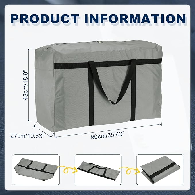 Extra Large Duffle Bag, 35 x 19 x 11 in Travel Big Duffle Bag with Zipper Handle Storage Foldable Waterproof Lightweight Bag for Women Men Travel Moving Camping (Gray)