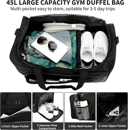 Urbanstand Gym Bag for Men - 50L Sports Duffle Bag with Shoe Compartment, Large Carry On Weekender Duffle Bag for Fitness, Camping, Sport, Travel, Swimming