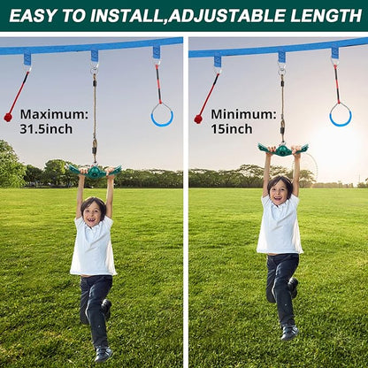 Swing Spins Set: 360° Handle Twist-Spin Flips Toy - Slackline Attachments Activate Play Powers - Accessories for Kids' Playground and Backyard Fun, Green