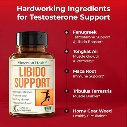 Testosterone Supplement for Men ??Libido Support: Maca Root, Fenugreek, Tongkat Ali, Horny Goat Weed & Tribulus ??Muscle Builder for Men ??Energy, Drive & Strength ??Workout Supplements ??30 Capsules