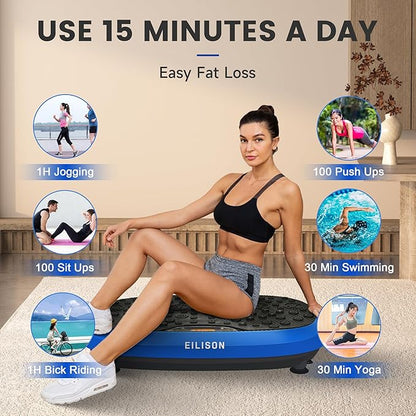 EILISON FitMaxx 3D XL Vibration Plate Exercise Machine - Whole Body Workout Vibration Platform w/Loop Bands - Lymphatic Drainage Machine for Weight Loss, Shaping, Wellness, Recovery