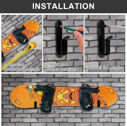 Snowboard Wall Mount Clips, Horizontal Skateboard Wall Mount，Snowboard Display Stand for Room, Garage