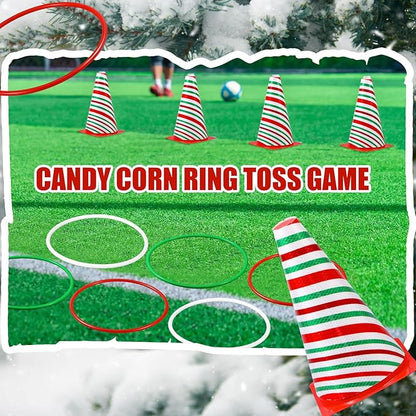 Leitee 6 Sets Candy Corn Ring Toss Game Plastic Cones Ring Toss Combo Set Mini Traffic Cones Toss Game for Sports Training Garden Backyard Outdoor Activities