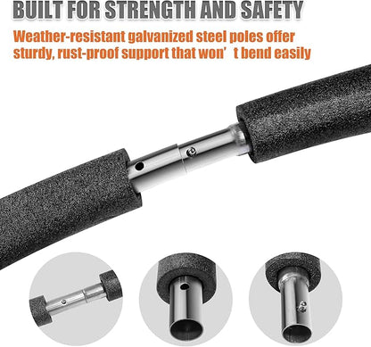 2PCS Trampoline Curved Poles, Universal Trampoline Replacement Enclosure Poles to Fit 8-16FT Curved Pole Frame, Includes Foam Sleeve and Hardware with 2 Installation Options