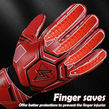 Sportout Goalie Gloves, Goalkeeper Gloves with Finger Protection, Breathable Soccer Goalie Gloves, 4mm Latex, for Kids Youth and Adult