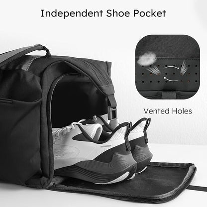 Gym Bag for Men with Shoes Compartment and Wet Pocket Convertible Duffle Bag and Gym Backpack Waterproof Sports Bag with 2 Bottle Holders Weekender Overnight Bag - Black&Grey