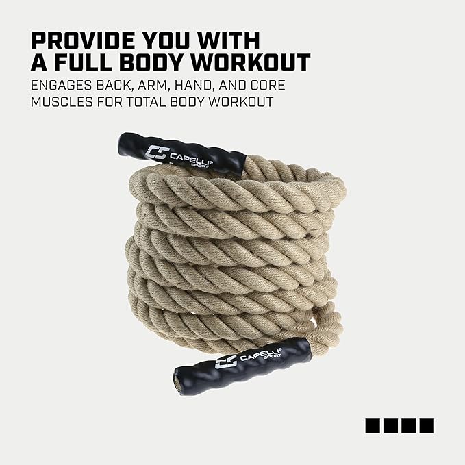 Capelli Sport Battling Ropes, Workout Battle Ropes for Strength Training and Cardio, Brown, 20 ft Length