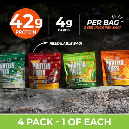 Twin Peaks Protein Puffs & Italian Dressing Starter Pack – Low Carb, Keto-Friendly, High Protein, Gluten-Free Snack