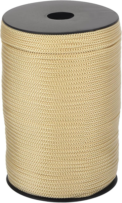 MECCANIXITY 5/32 Inch Polypropylene Rope Braided Ropes, 328ft Camping Rope Hollow Utility Cord for Clothesline, Hiking, Outdoor, Khaki