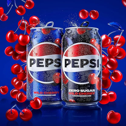 Pepsi Wild Cherry Cola Soda Pop Mini Cans, 7.5 Ounce Mini Cans (10 Pack) (Packaging May Vary)
