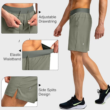 Men's Running Shorts with Zipper Pockets 9 Inch/ 7 Inch / 5 Inch Lightweight Quick Dry Gym Workout Athletic Shorts for Men