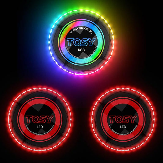 TOSY Bundle of 3 - RGB Black + 2X Red - Frisbee 108 LEDs, 16 Million Colors