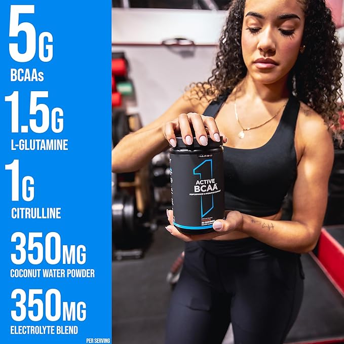 Rule 1 Active BCAA - Performance, Hydration, and Recovery Support with 5g BCAAs + Electrolytes, L-Glutamine, and Citrulline (30 Servings, Watermelon)